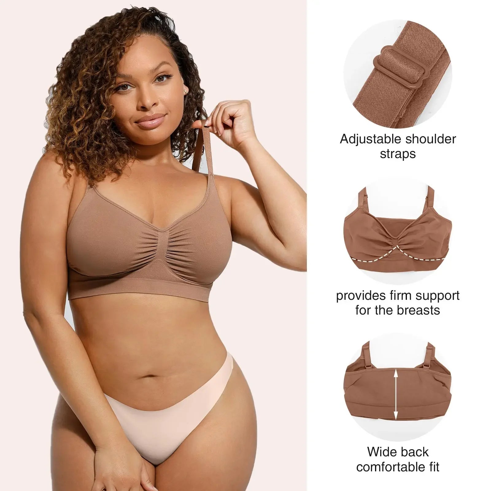 Seamless Wireless Push-Up Bra – Full Coverage & Adjustable