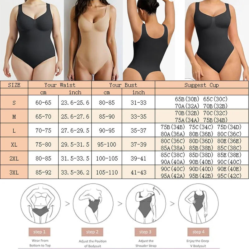 Tummy Control Tank Bodysuit with Wide Straps