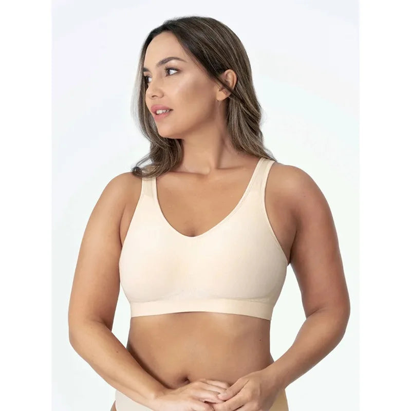 Seamless Wireless Shaper Bra – Soft Silk Details & Removable Pads