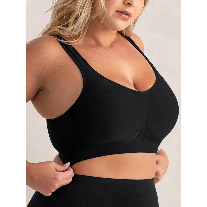 Seamless Wireless Shaper Bra – Soft Silk Details & Removable Pads
