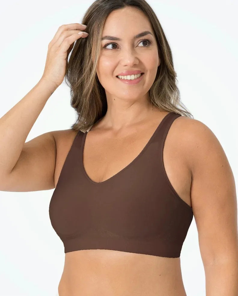 Seamless Wireless Shaper Bra – Soft Silk Details & Removable Pads