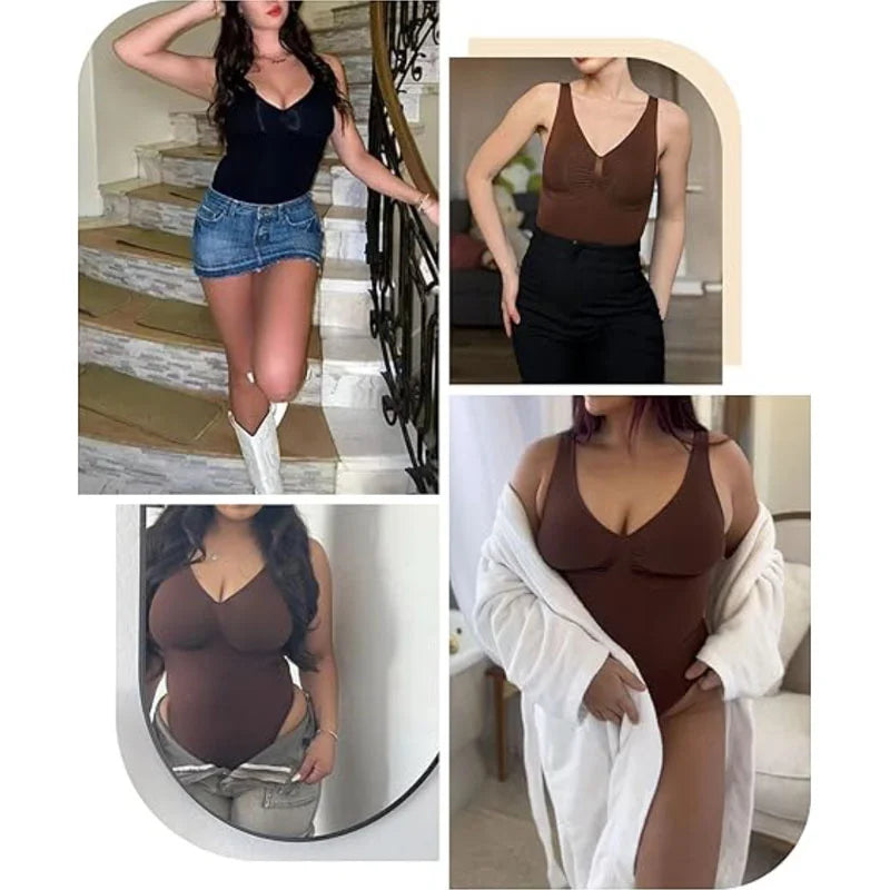 Tummy Control Tank Bodysuit with Wide Straps