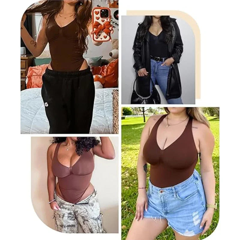 Tummy Control Tank Bodysuit with Wide Straps